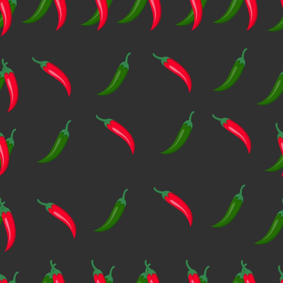 Seamless pattern with red chili and green chili peppers Textile design vector