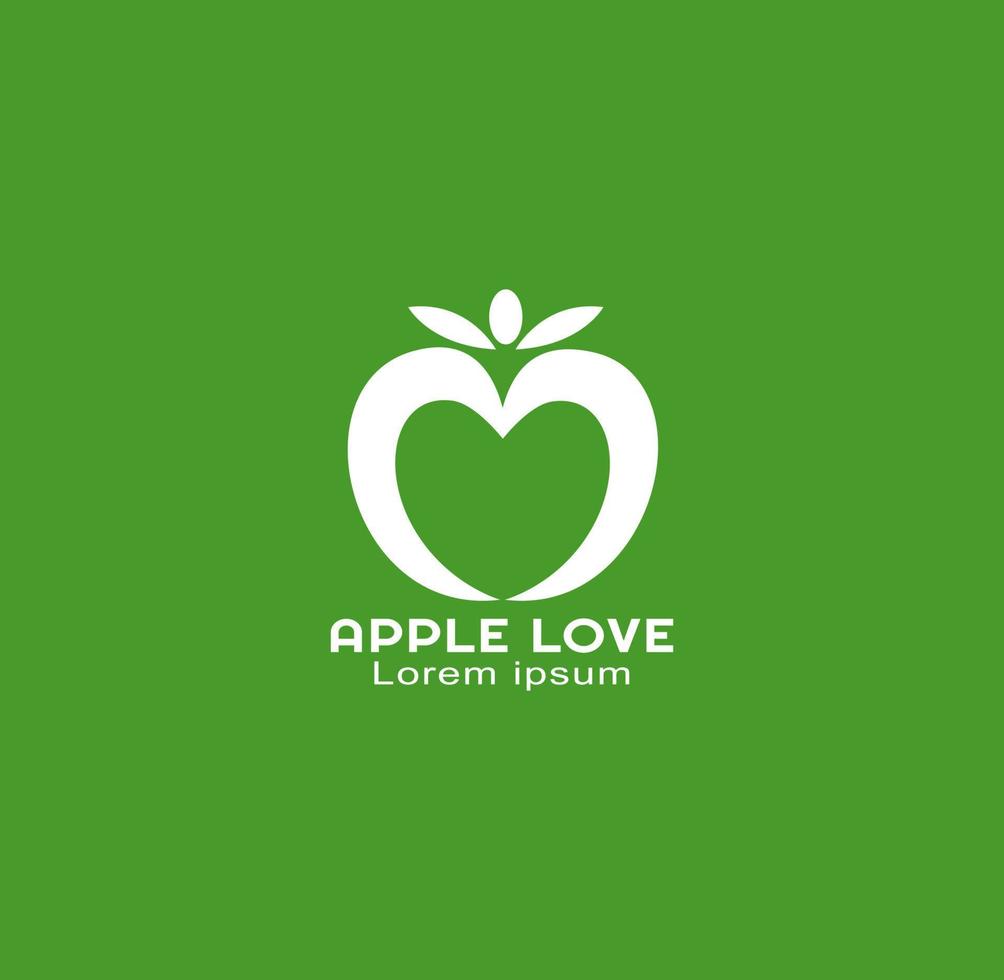 Apple love heart logo simple design. vector