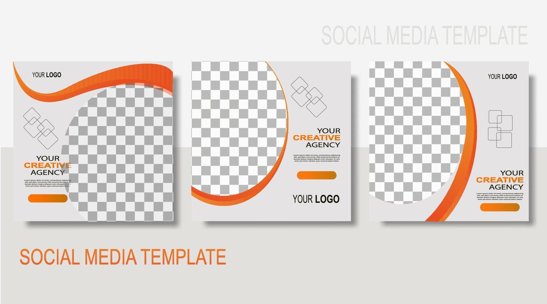 publicación de plantilla editable para publicidad en redes sociales. agencia creativa. anuncios de banner web para diseño de promoción con color naranja. vector