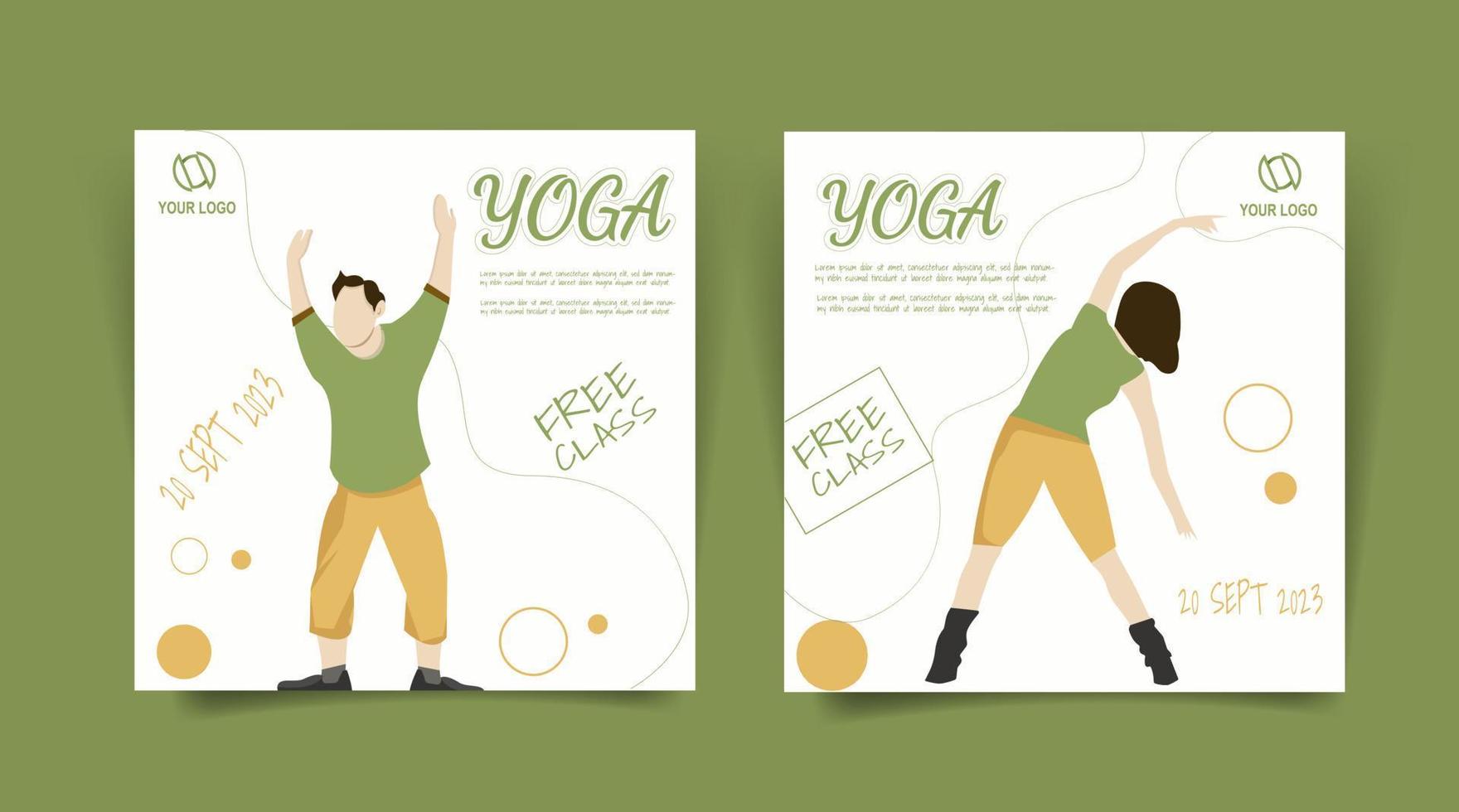 conjunto de banners de redes sociales para clases de yoga vector