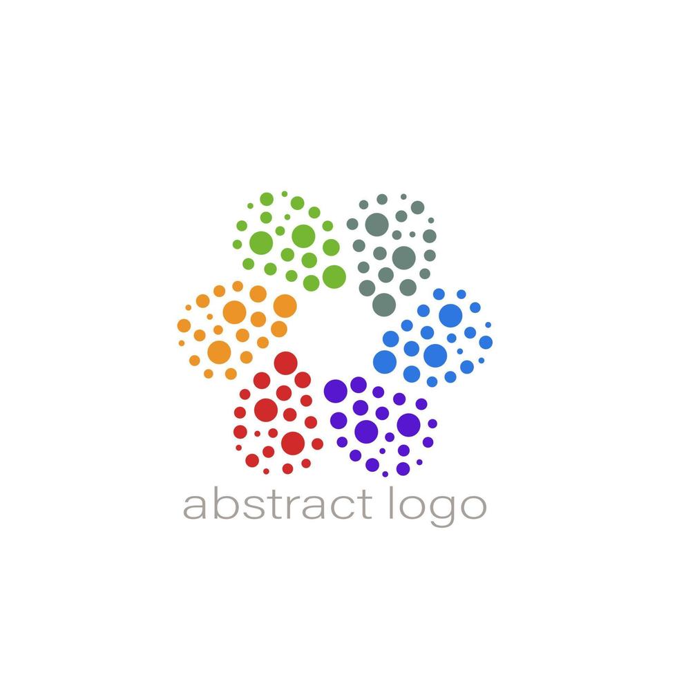 Circle of flowers. Loading Isolated vector unusual logo. Abstract leaf