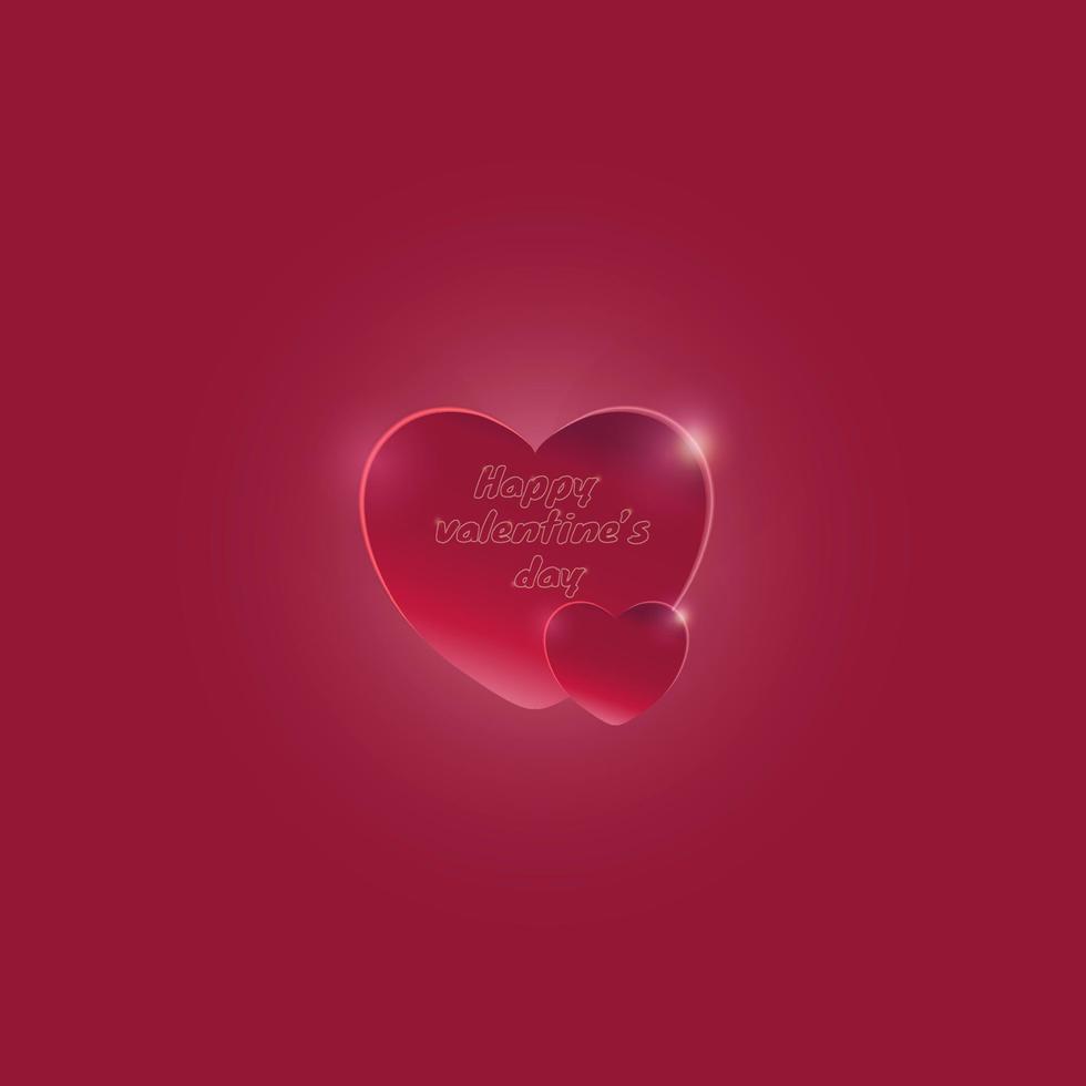 Valentine day background vector illustration with 2 red hearts