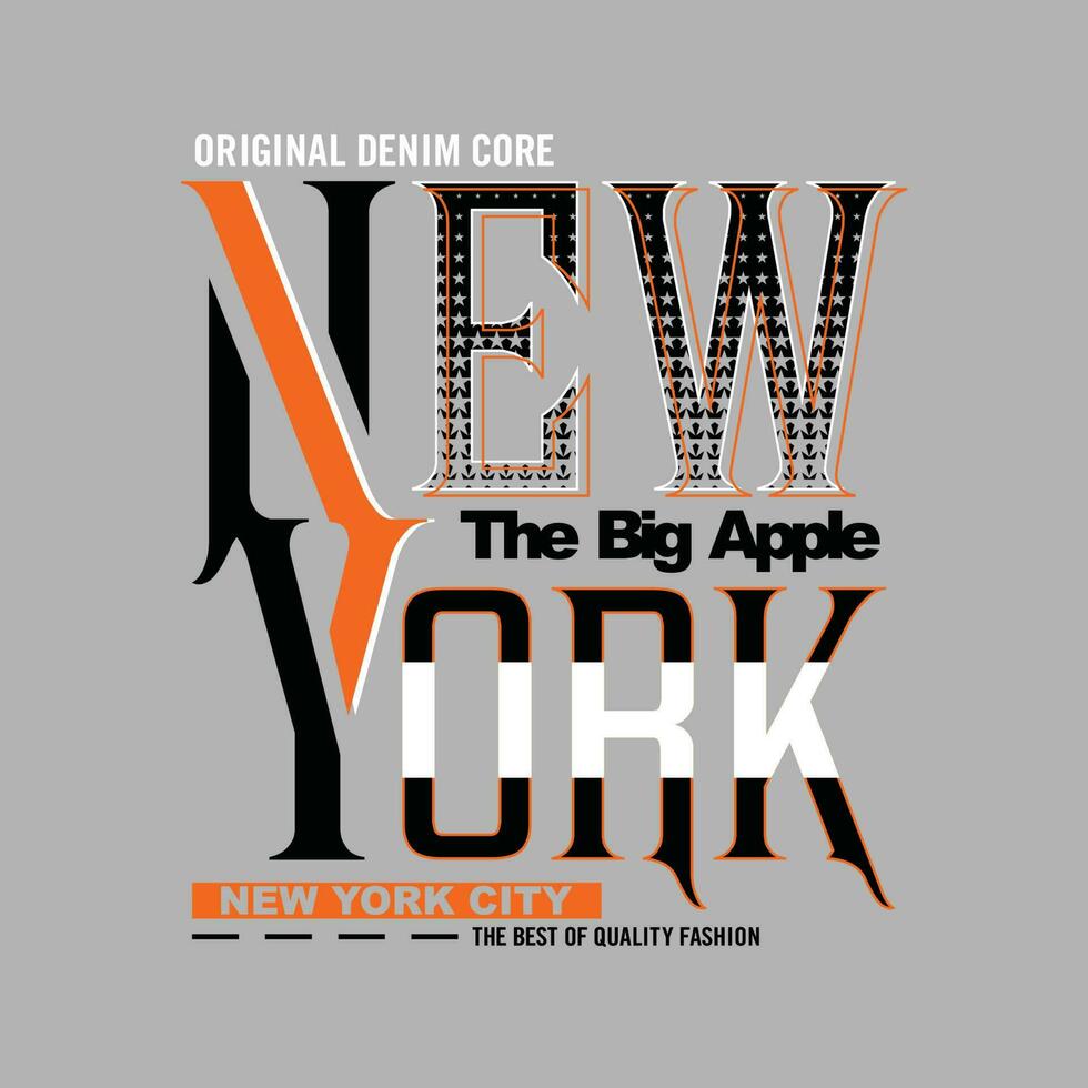 ny nueva york, moderno de tipografía y diseño gráfico de letras en ilustración vectorial. camiseta, ropa, prendas de vestir y otros usos. vector