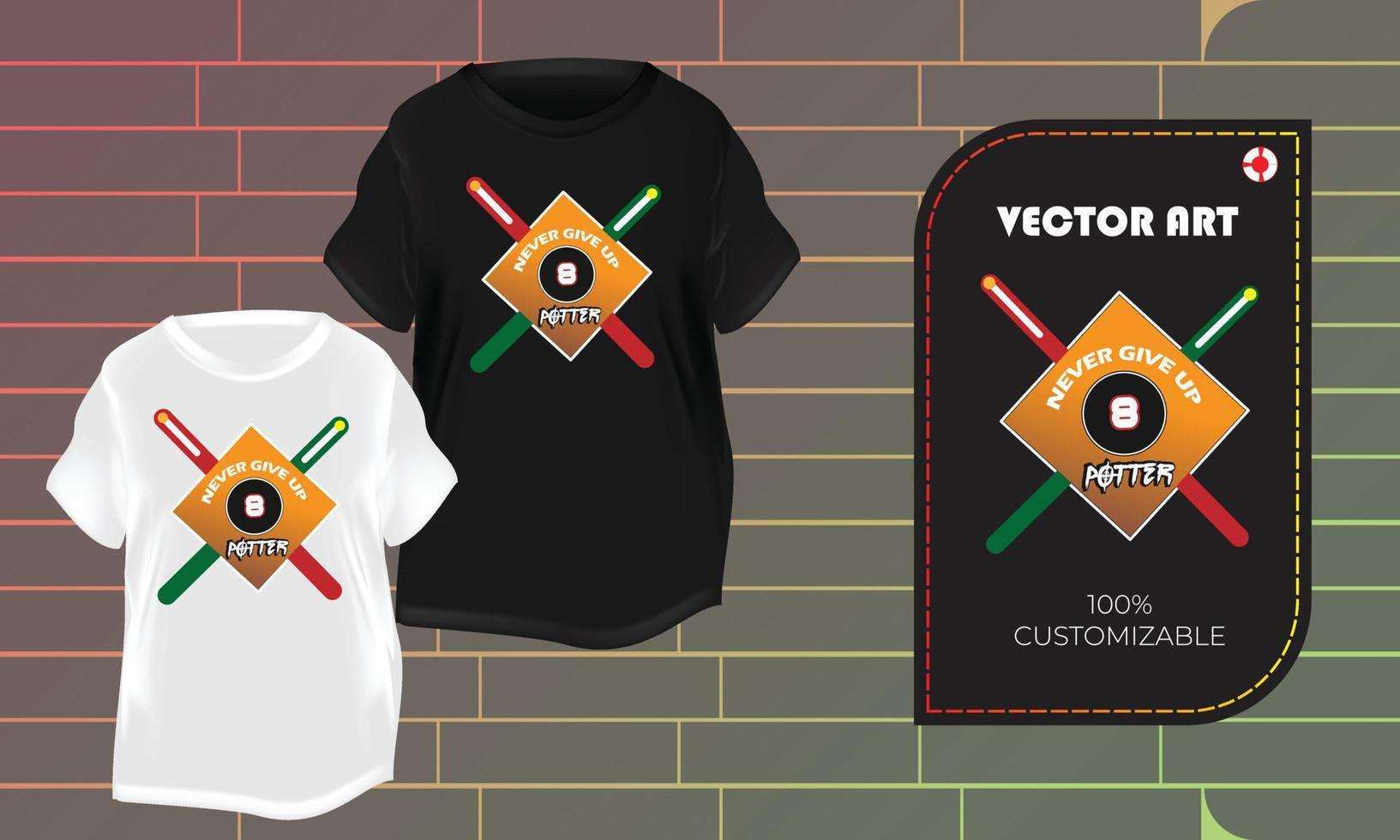 diseño de camiseta de billar nunca te rindas diseño de citas inspiradoras vector