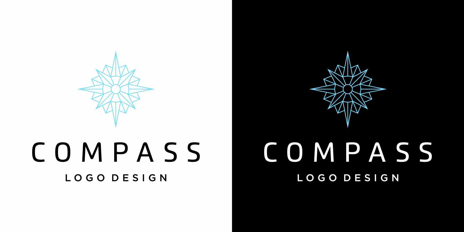 Compass shape logo design with black and white background. vector