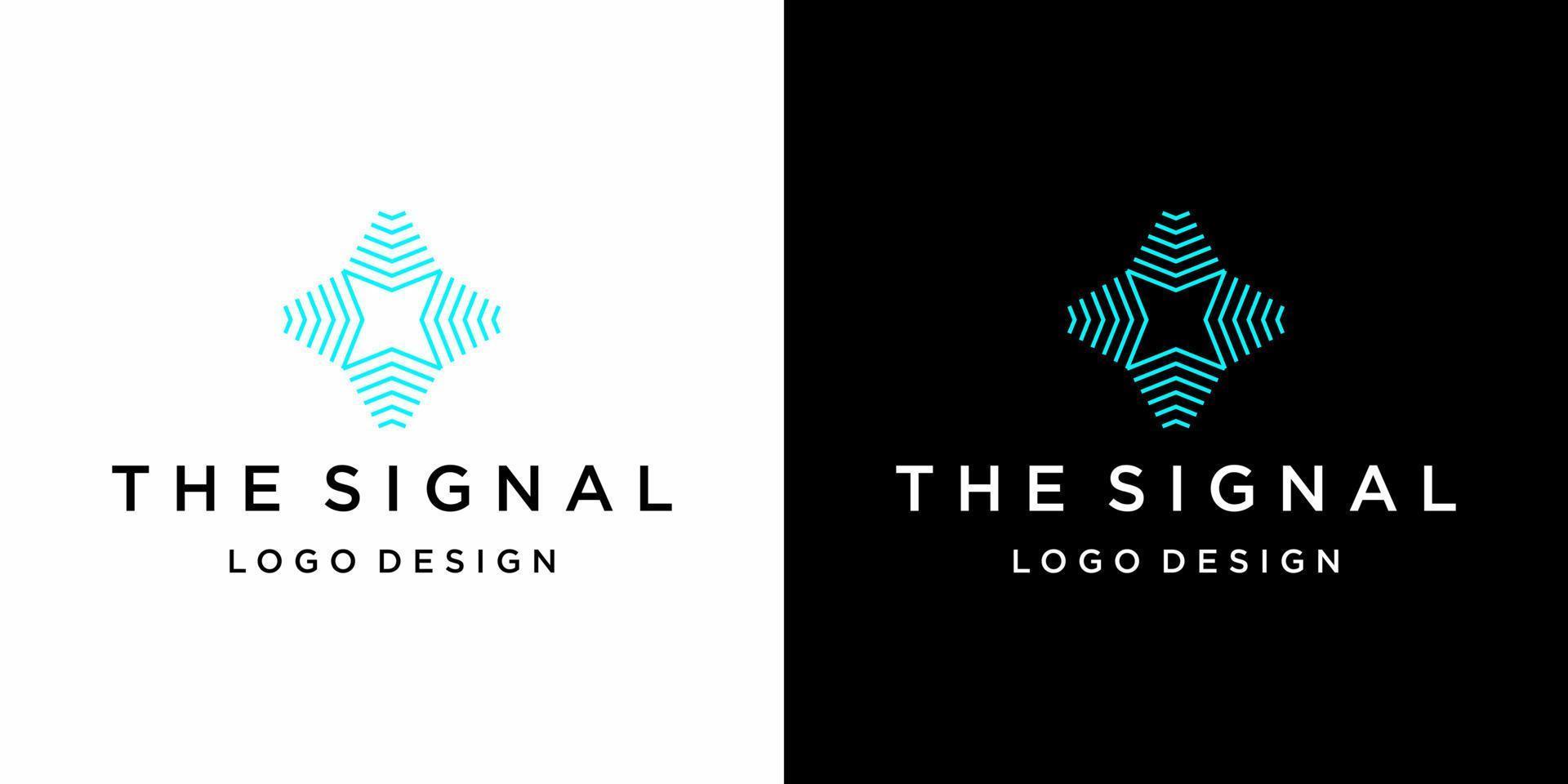 Signal abstract logo design with white and black background. vector