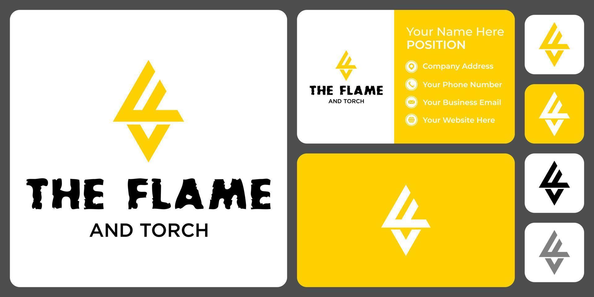 Letter F monogram flame logo design with business card template. vector