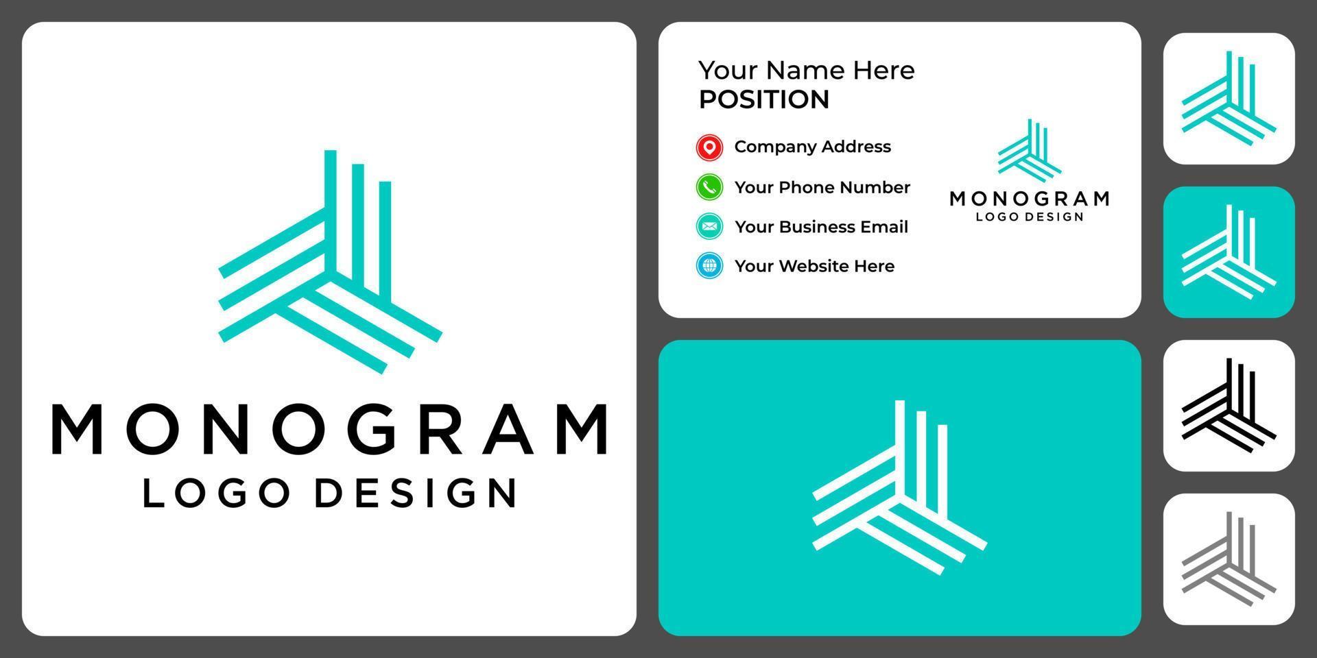 Triangle shape industry logo design with business card template. vector
