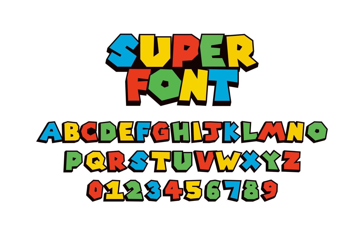 Super font colorful vector illustration of modern abstract alphabet