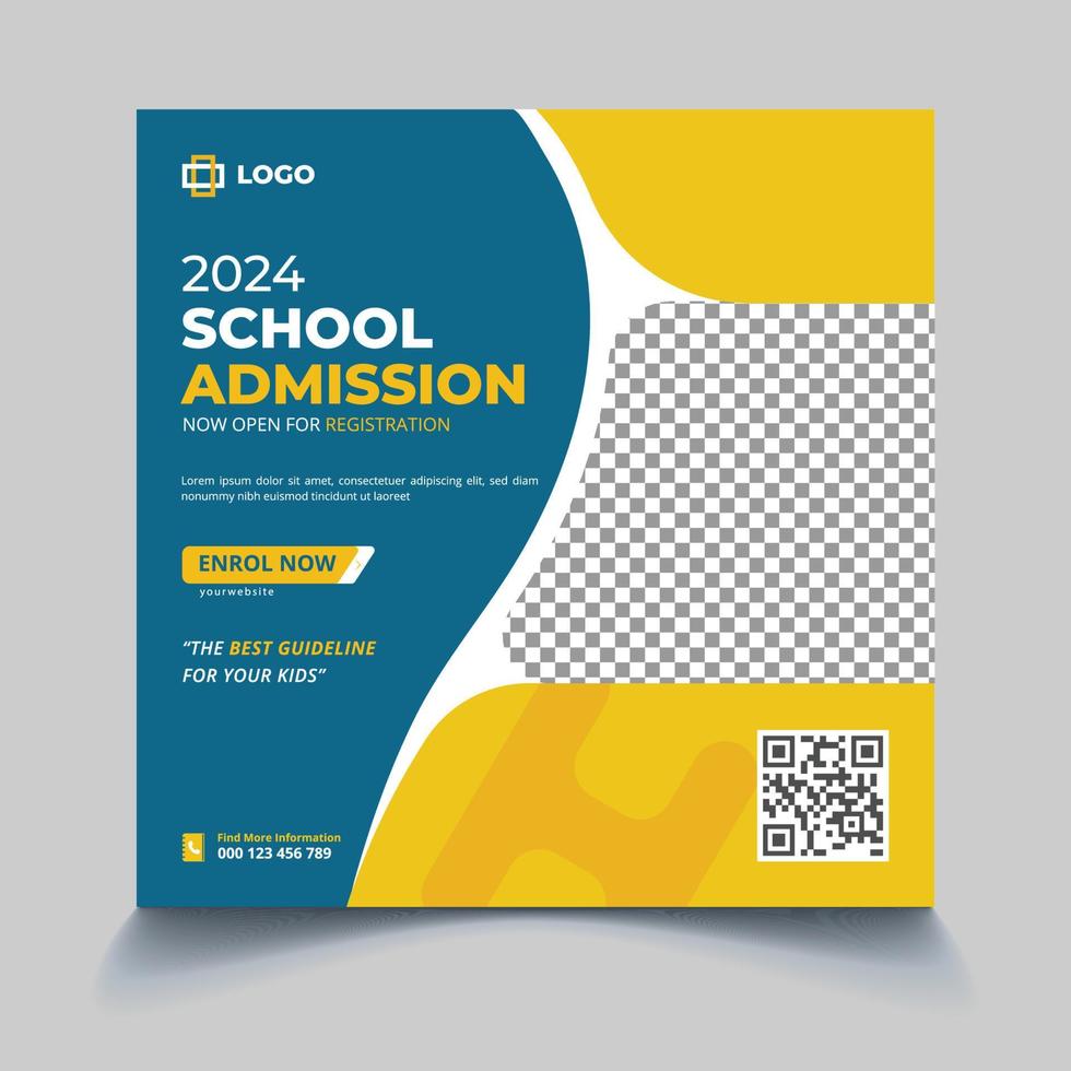 School Admission Social Media Post Template vector