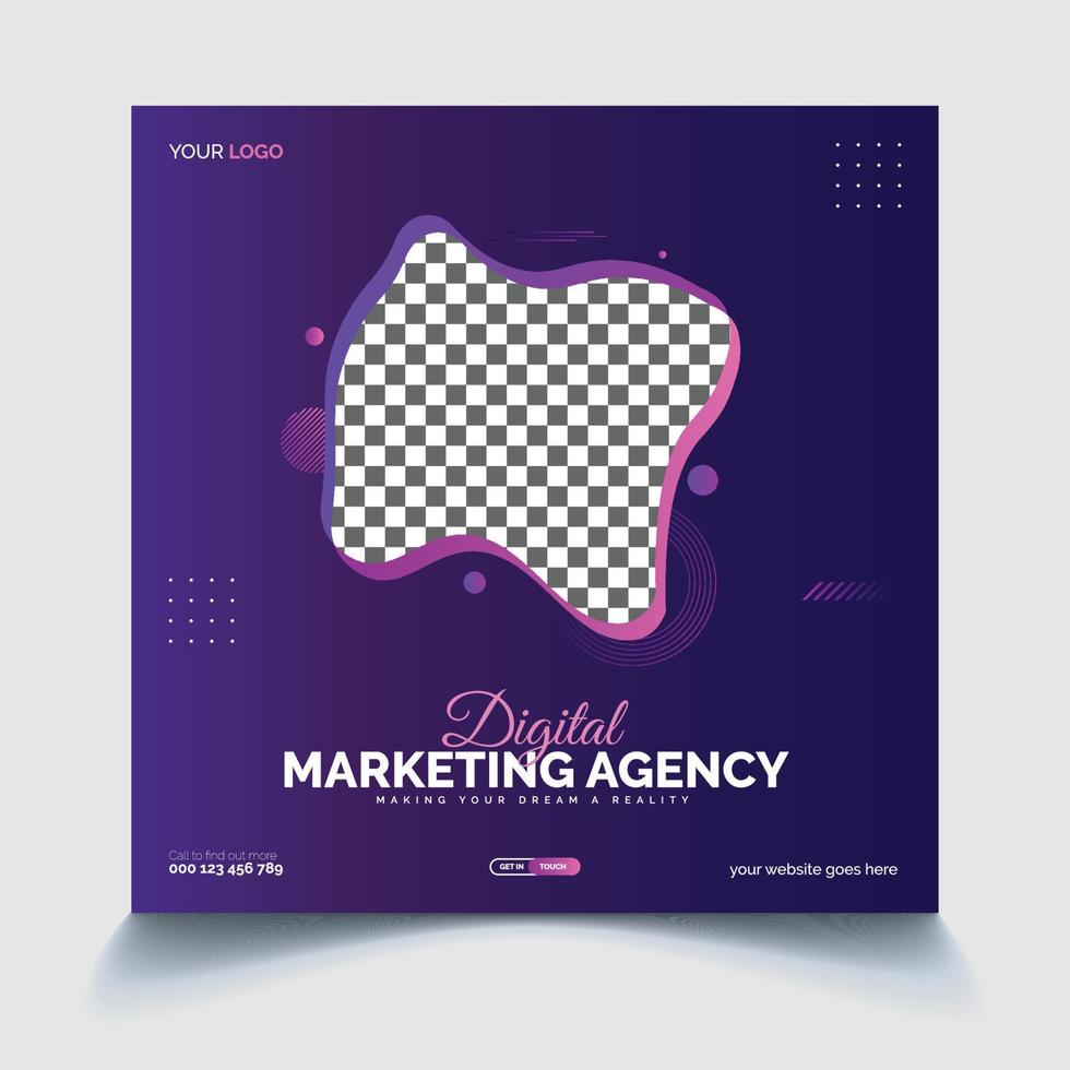 Digital marketing agency and corporate social media post template vector