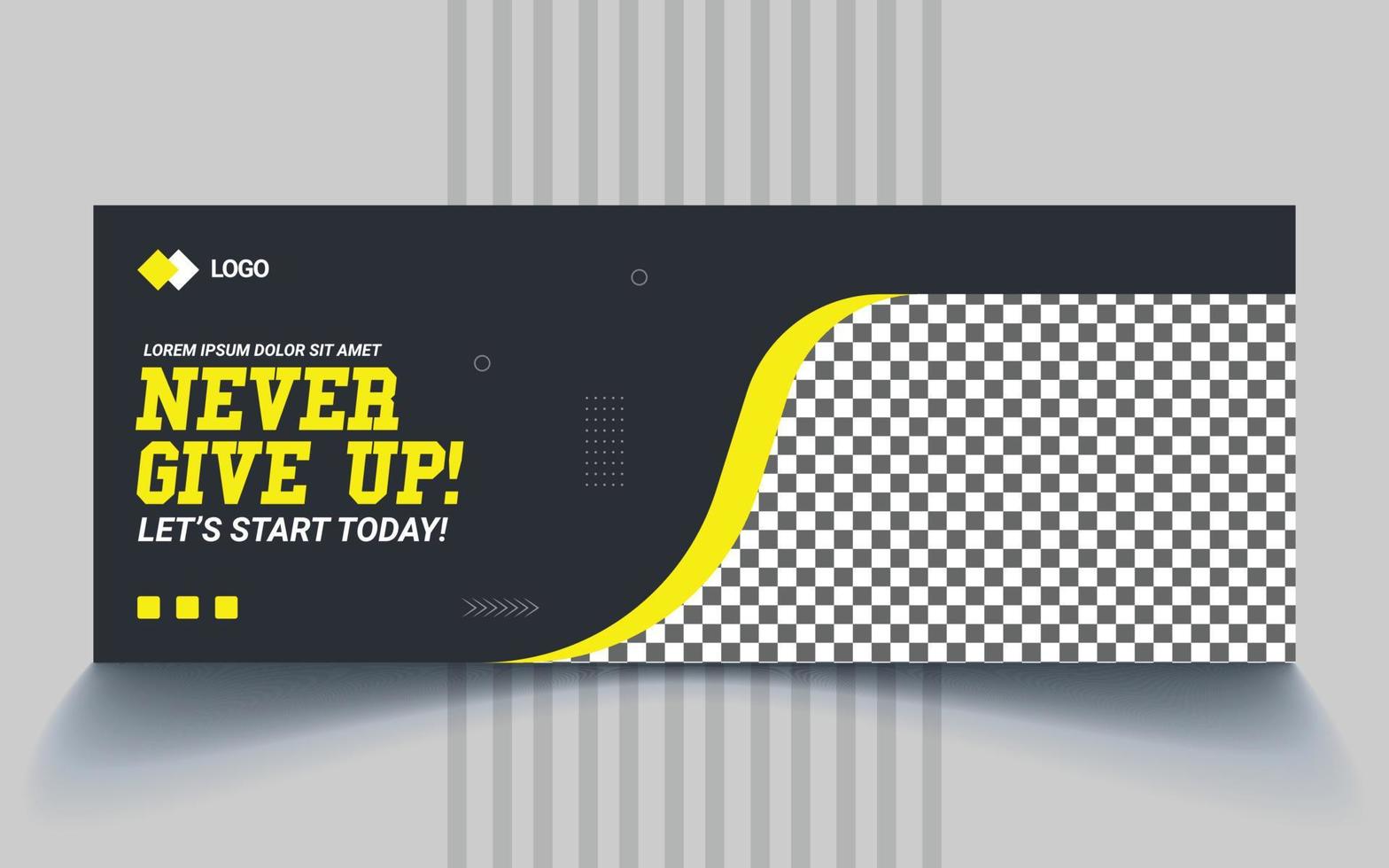 Fitness web banner or social media cover template vector