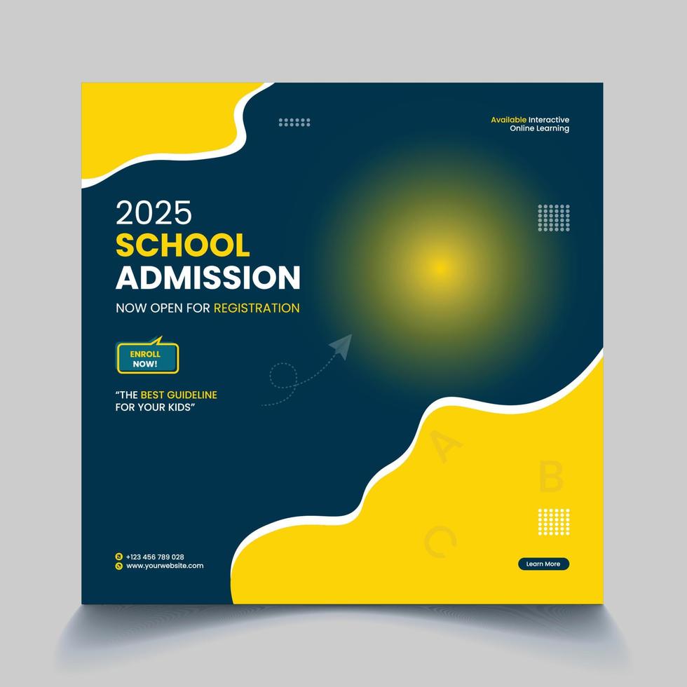 School Admission Social Media Post Template vector