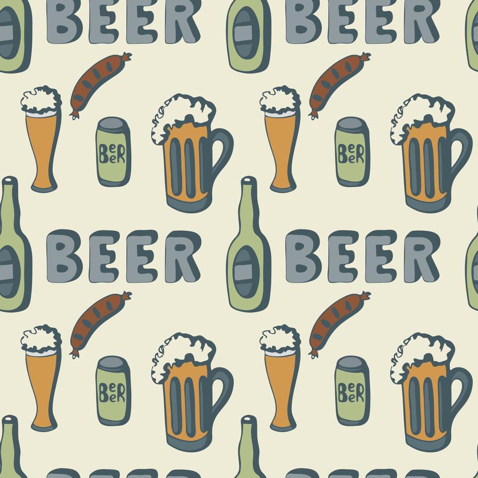 dibujos de garabatos con patrón de cerveza oktoberfest, tarro de botella de  salchicha de vidrio de cerveza, cerveza con letras. ilustración vectorial  7947782 Vector en Vecteezy