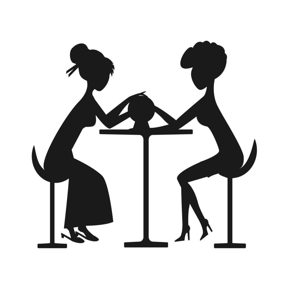 Tarot salon silhouette fortune teller woman magic ball. Vector illustration