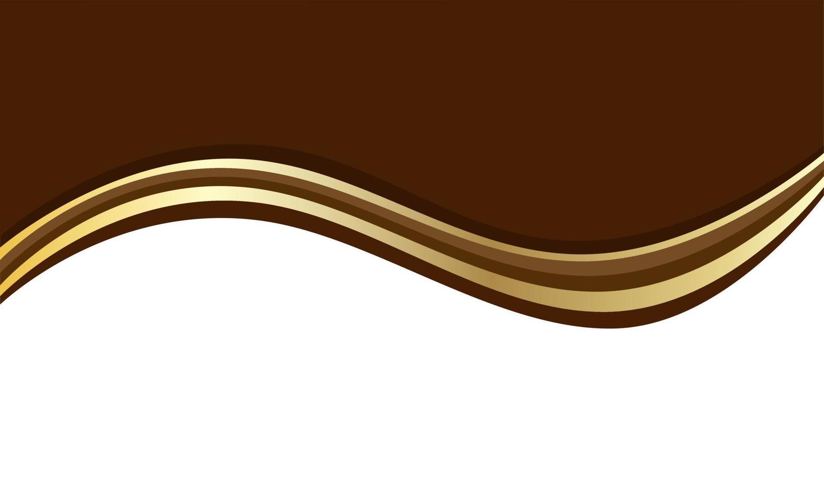 Chocolate decorative wave, wavy stripes, brown and gold, background, backdrop, packaging, wrapper, label. Curve, template, empty space for insertion. Isolated, white background. vector