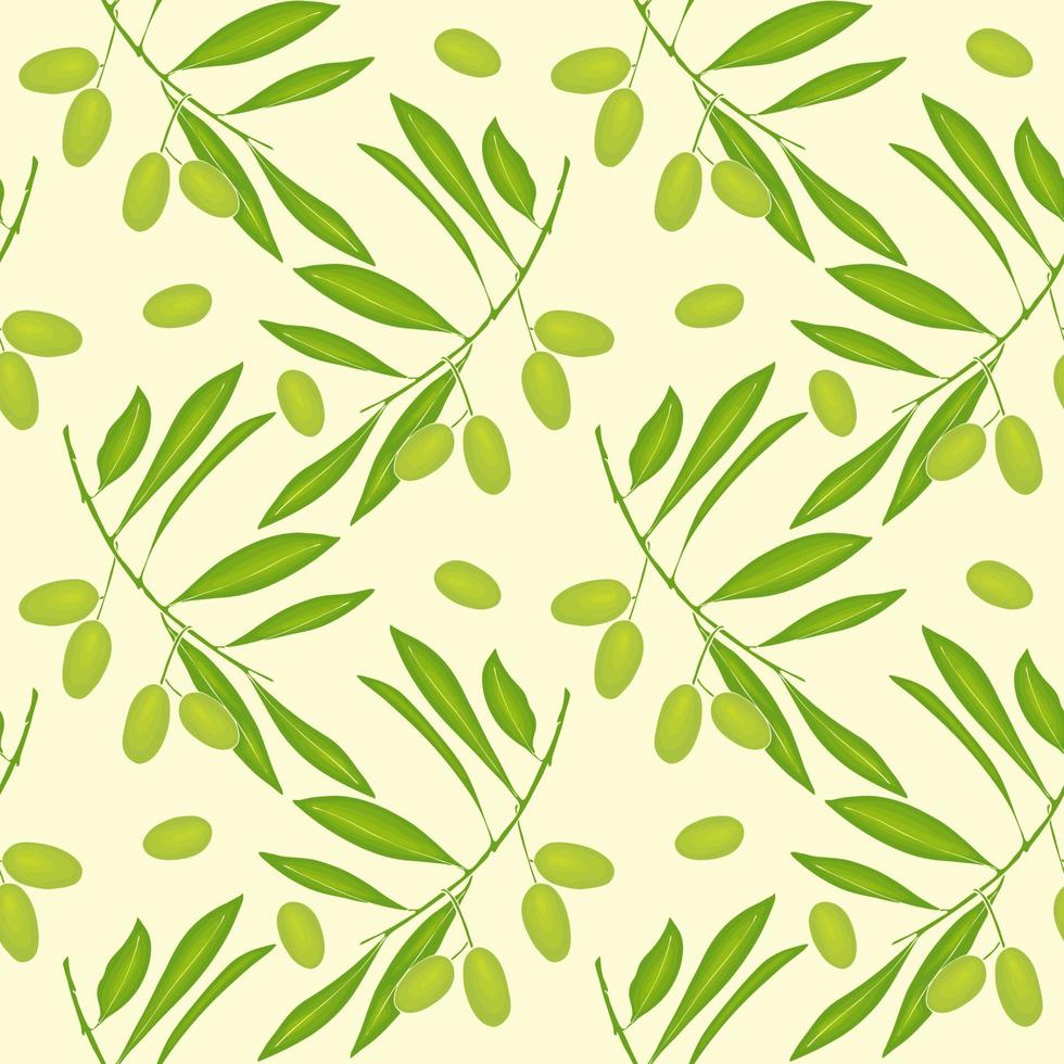 Olives pattern green and yellow color. Vector illustration