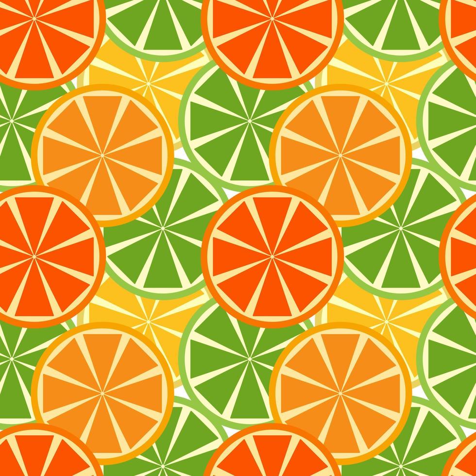 Seamless summer pattern with citrus fruits. Lemon, orange, grapefruit, lime. For the design of a banner backdrop background textiles decor packaging. Vector