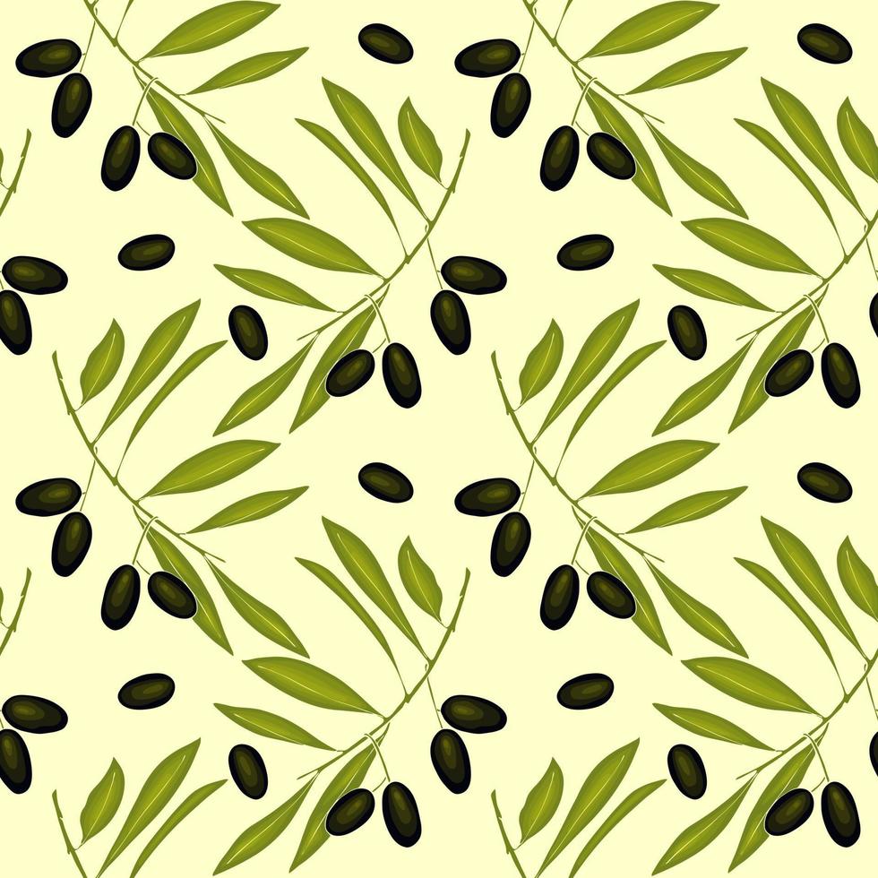 Olives pattern green and dark color vector