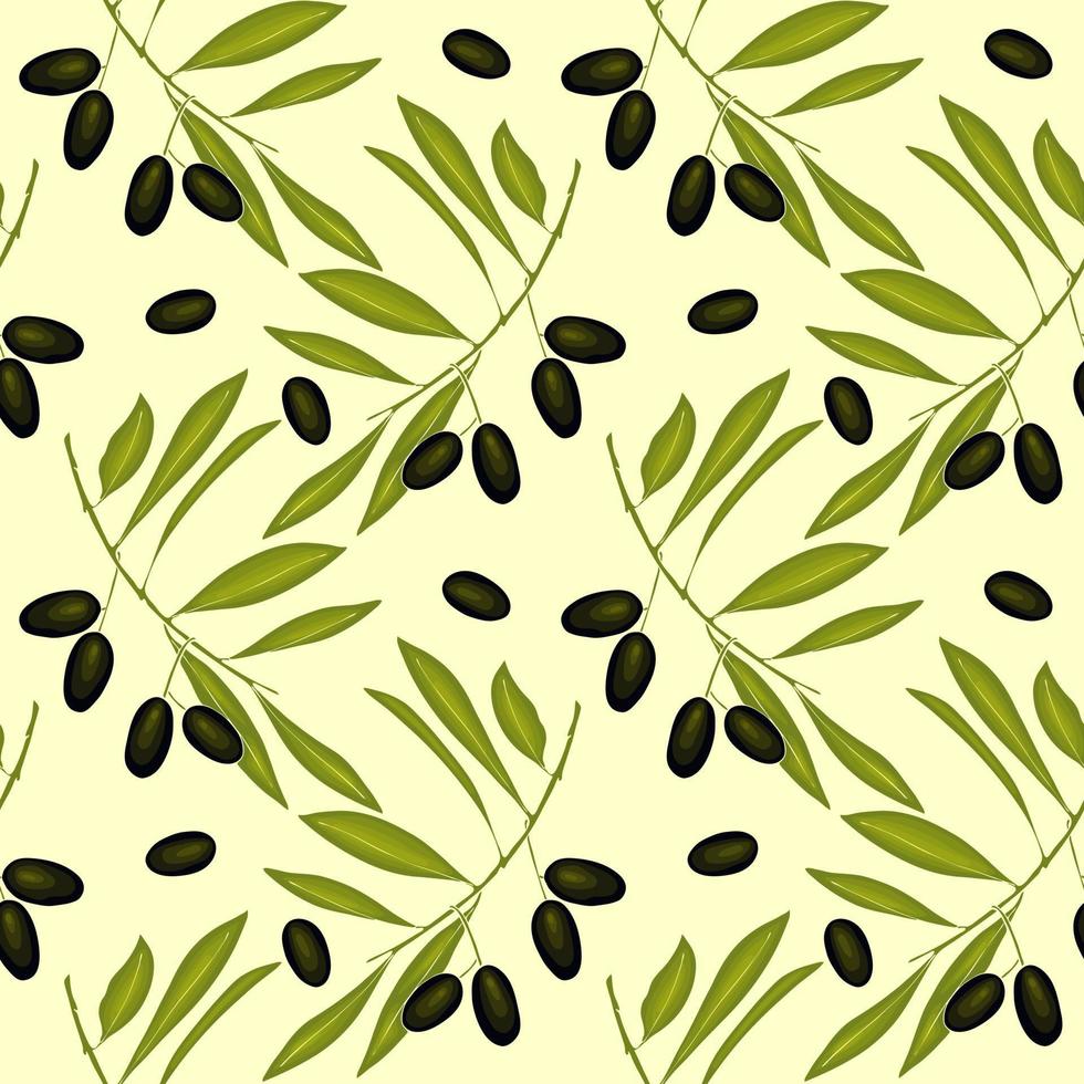 Olives pattern green and dark color vector