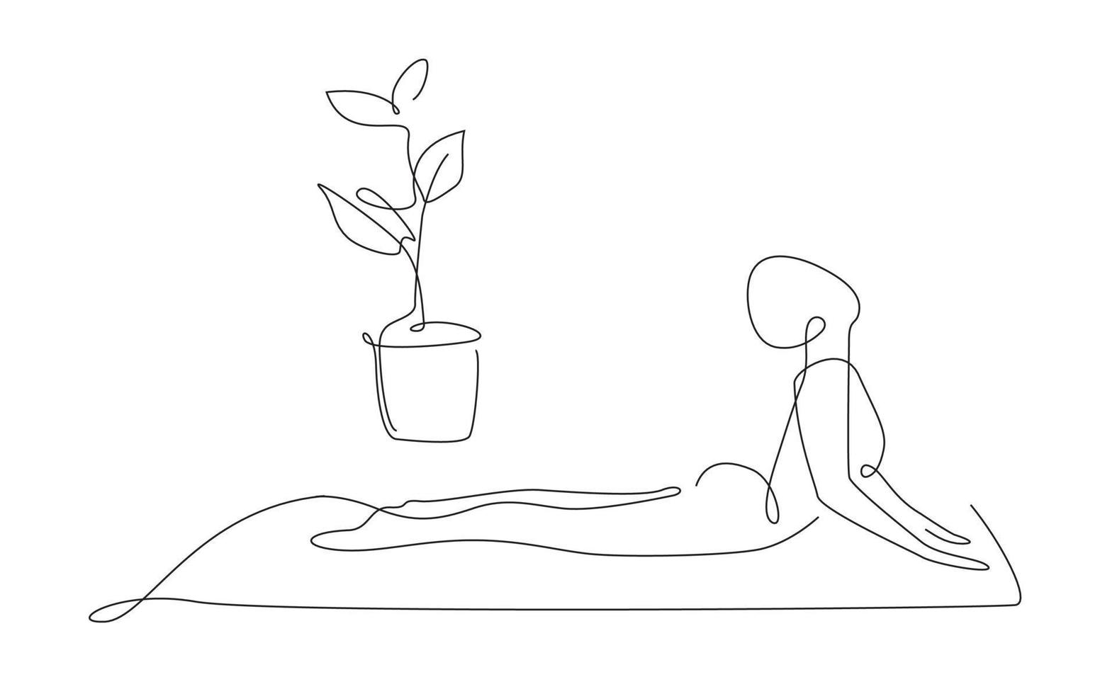 yoga Cobra Pose. One line yoga asana illustration. Vector pilates simple pose