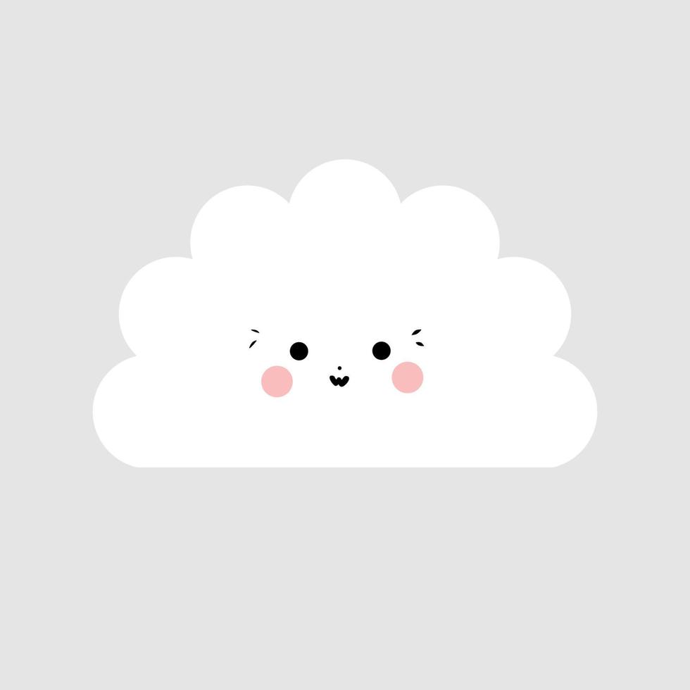 Cute cloud flat emoticon vector