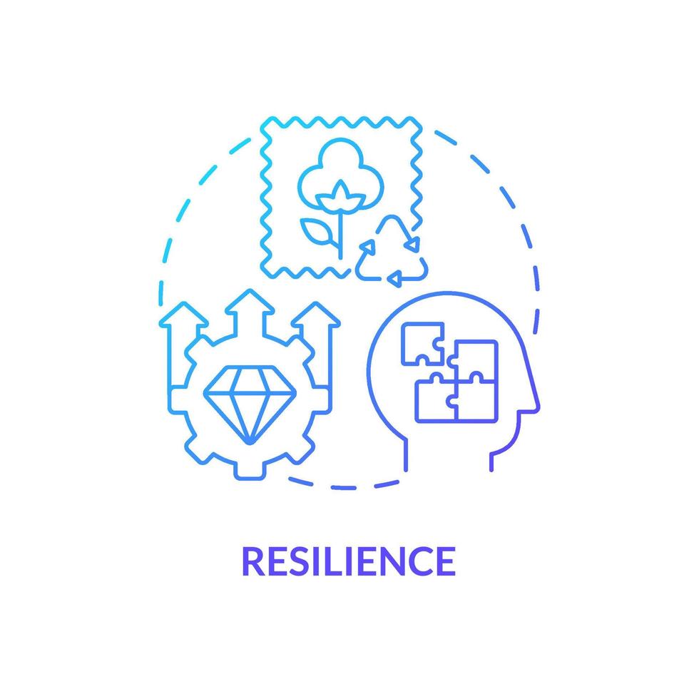 icono de concepto de gradiente azul de resiliencia. economía circular principio clave idea abstracta ilustración de línea delgada. adaptarse al entorno cambiante. dibujo de contorno aislado. vector