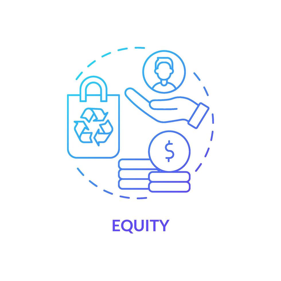 icono de concepto de gradiente azul de equidad. propiedad emergente de la economía circular idea abstracta ilustración de línea delgada. gestión sostenible de materiales. dibujo de contorno aislado. vector