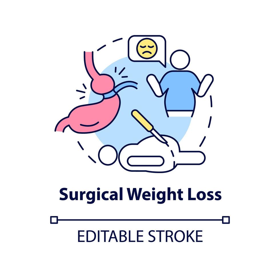 Surgical weight loss concept icon. Bariatric surgery. Service of medical center abstract idea thin line illustration. Isolated outline drawing. Editable stroke. vector