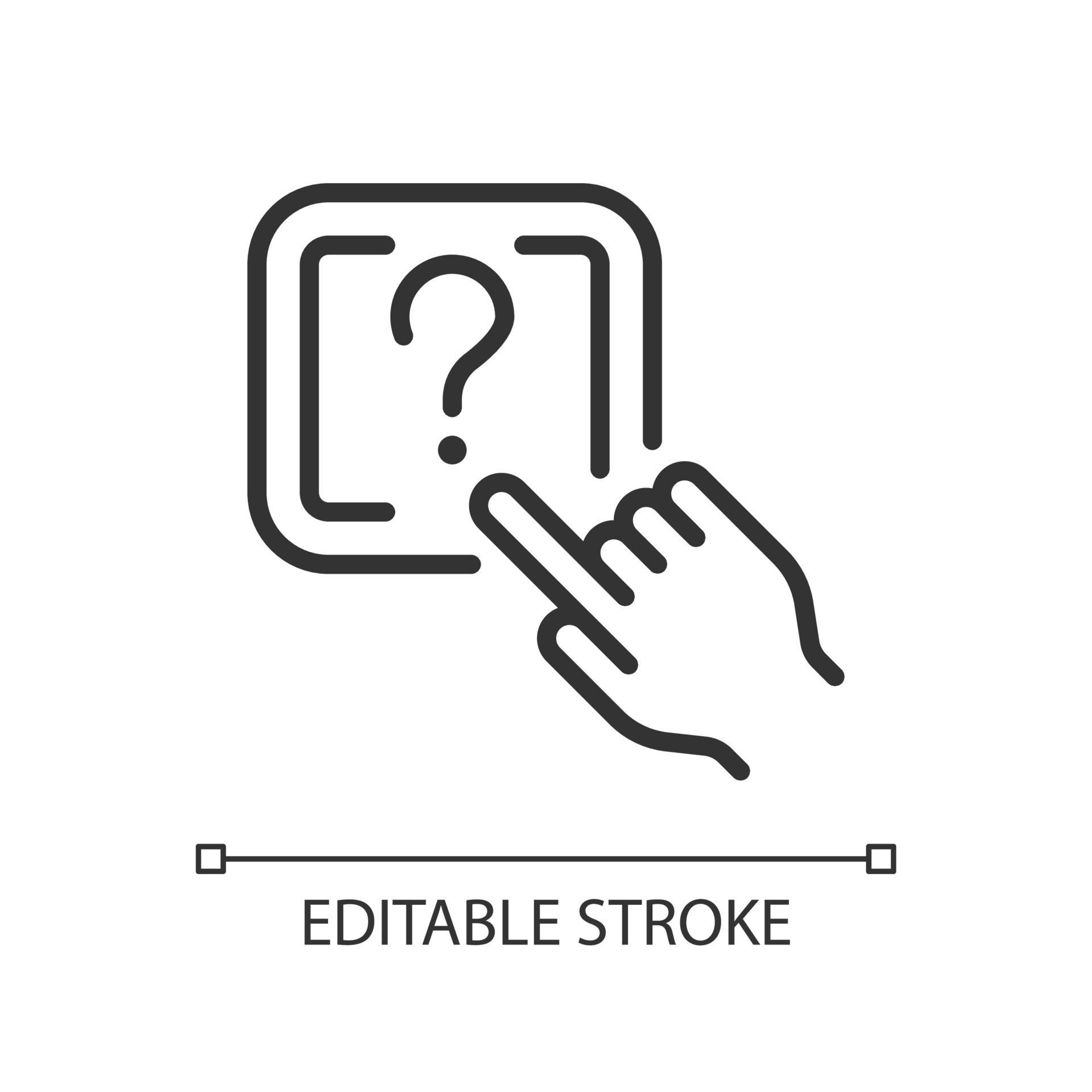 Question button linear icon. Request to technical support. Looking of  problem solving. Thin line illustration. Contour symbol. Vector outline  drawing. Editable stroke. 7948154 Vector Art at Vecteezy