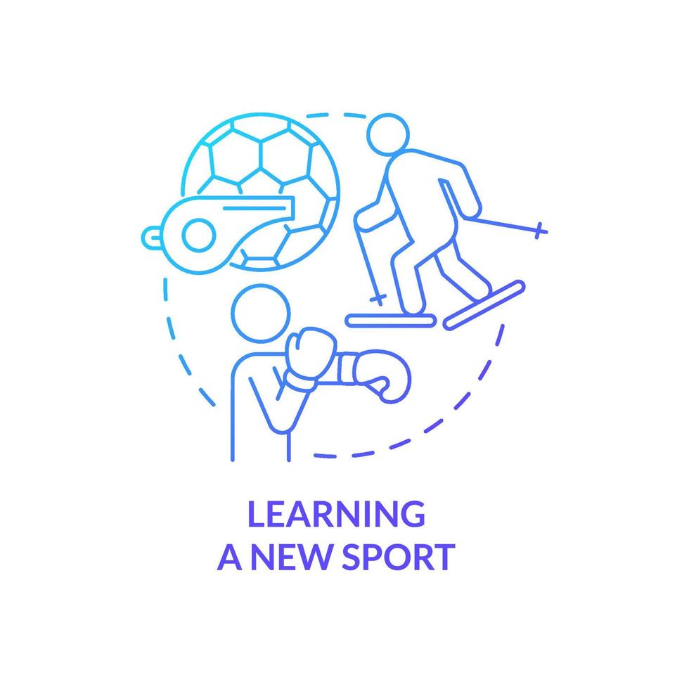Learning new sport blue gradient concept icon. Martial arts training. Lifelong learning examples abstract idea thin line illustration. Isolated outline drawing. vector