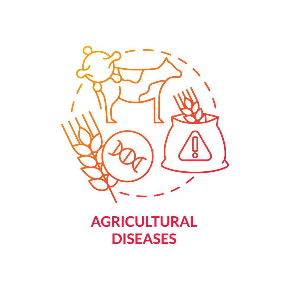 Agricultural diseases red gradient concept icon. Livestock, crops loss. Challenges to achieving food security abstract idea thin line illustration. Isolated outline drawing. vector