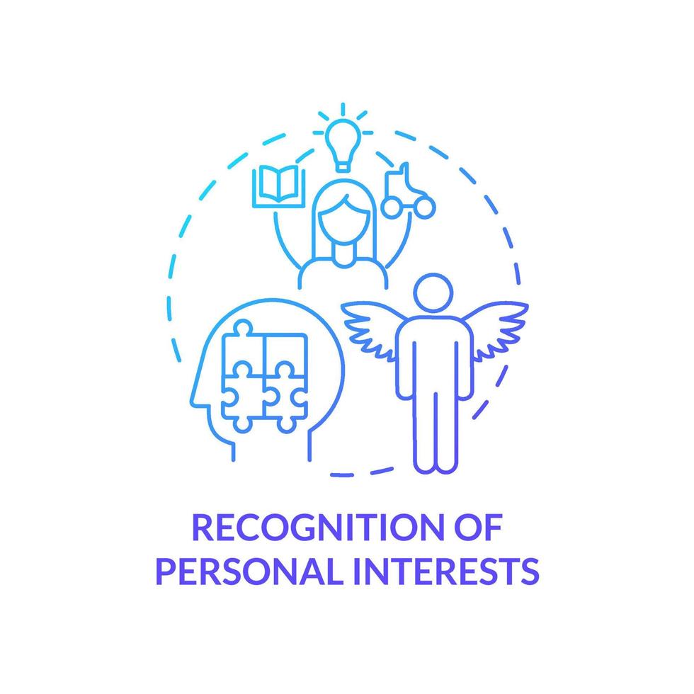 Recognition of personal interests blue gradient concept icon. Lifelong education benefits abstract idea thin line illustration. Isolated outline drawing. vector