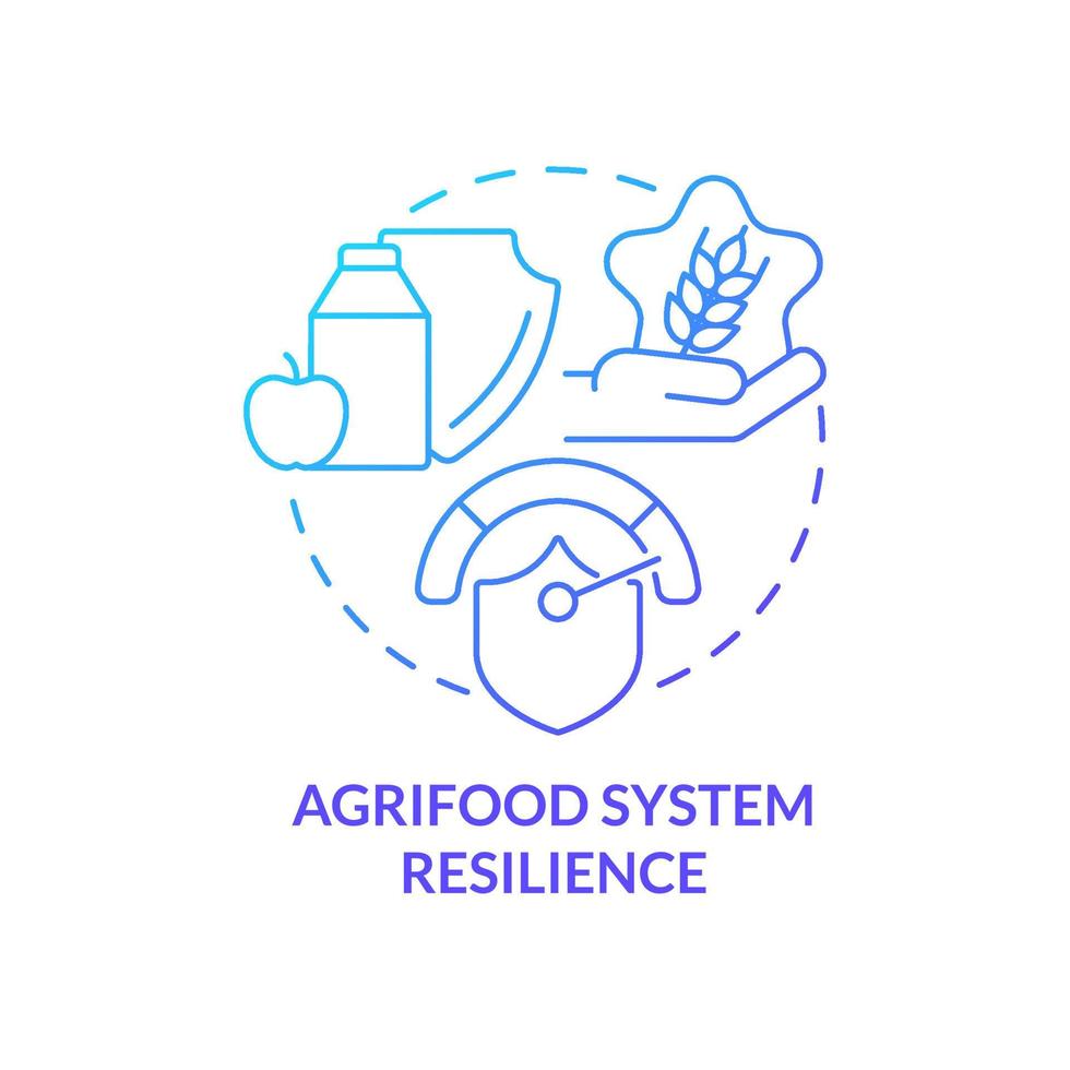 resiliencia del sistema agroalimentario icono de concepto de gradiente azul. la agricultura y la ganadería. enfoques de seguridad alimentaria idea abstracta ilustración de línea delgada. dibujo de contorno aislado. vector