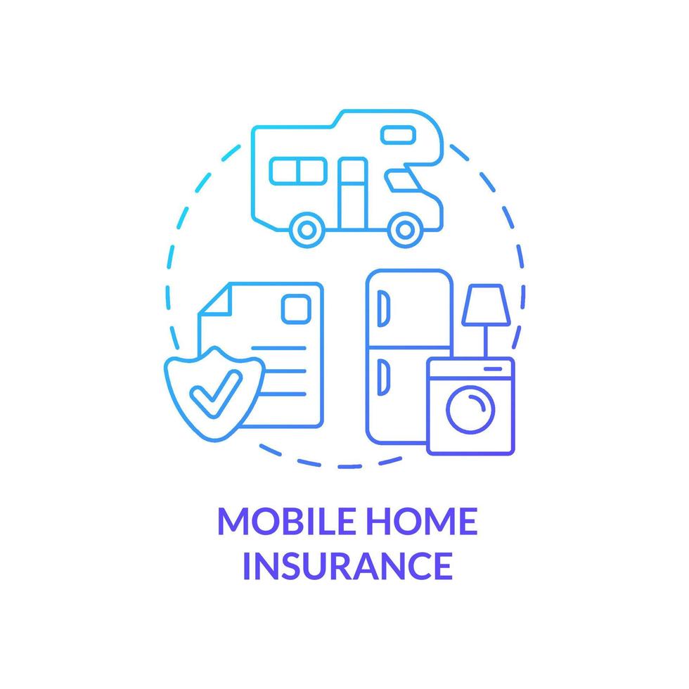 Mobile home insurance blue gradient concept icon. Cover and payment. Type of property financial protection abstract idea thin line illustration. Isolated outline drawing. vector