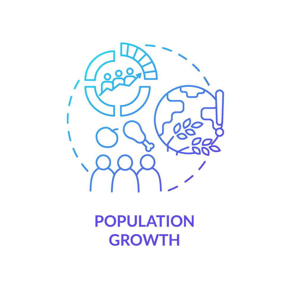 Population growth blue gradient concept icon. Overpopulation. Lack of nutrition. Risks to food security abstract idea thin line illustration. Isolated outline drawing. vector