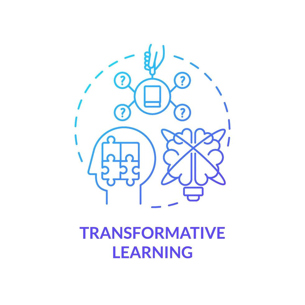 Transformative learning blue gradient concept icon. Change assumption. Adult education theories and forms abstract idea thin line illustration. Isolated outline drawing. vector