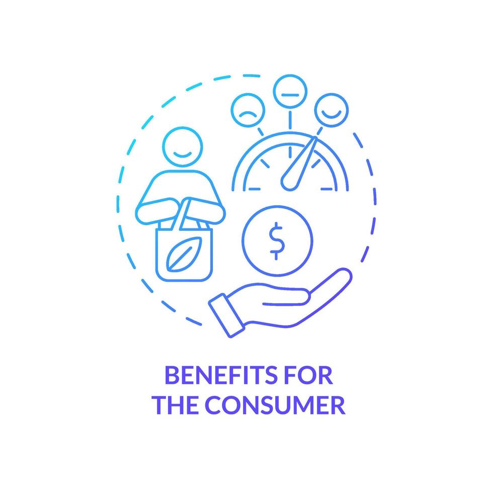 Benefits for consumer blue gradient concept icon. Circular economy advantage abstract idea thin line illustration. Responsible consumption. Isolated outline drawing. vector