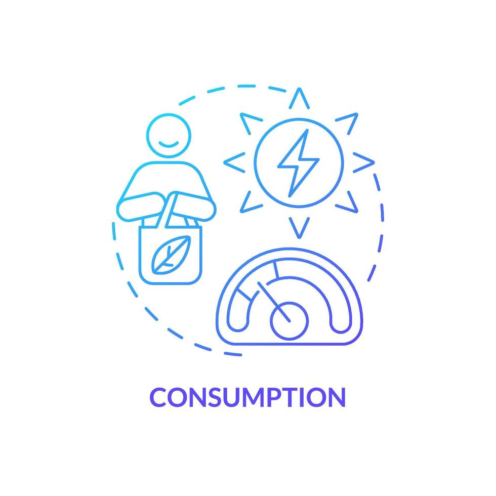 Consumption blue gradient concept icon. Circular economy implementation abstract idea thin line illustration. Sustainable consumer behavior. Isolated outline drawing. vector