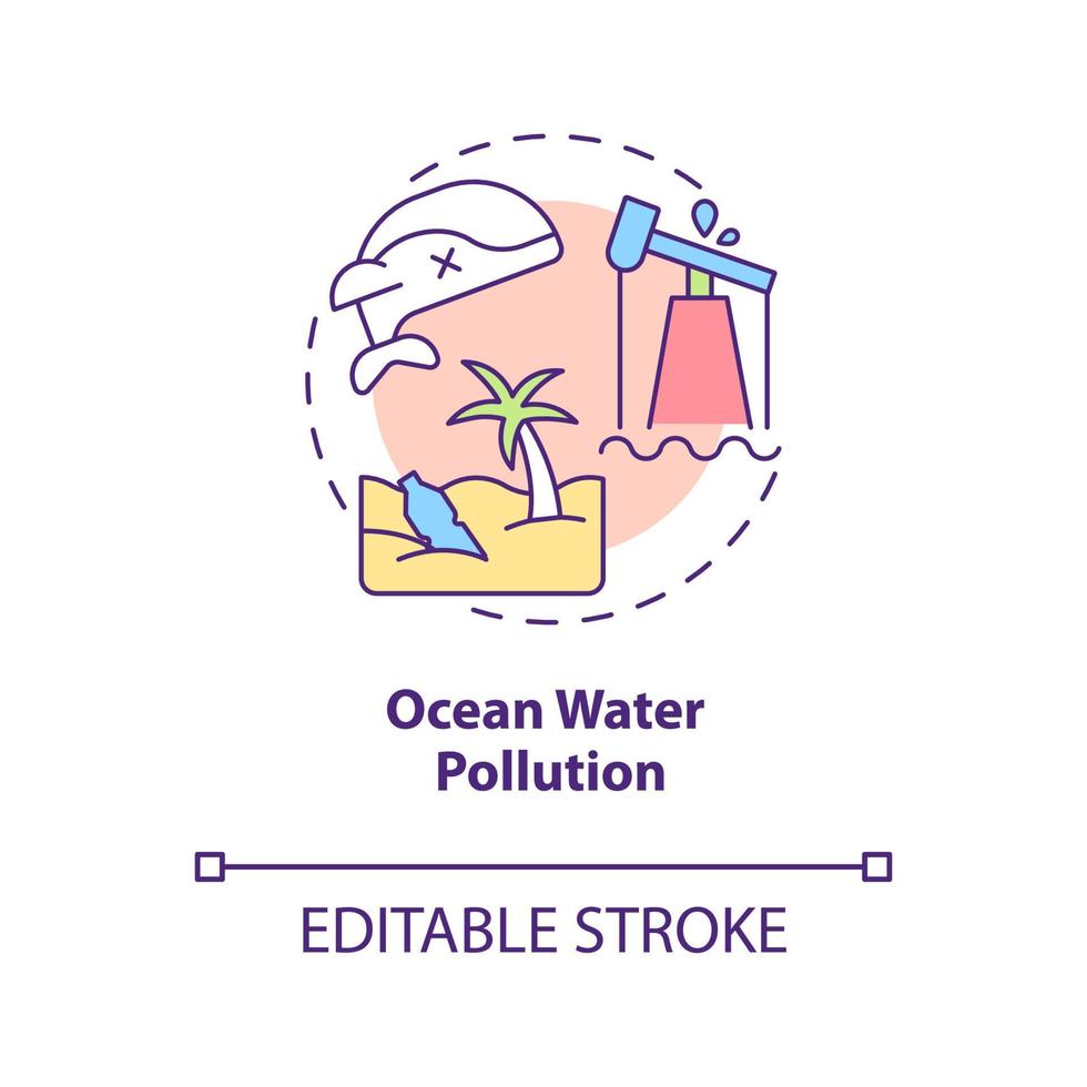 Ocean water pollution concept icon. Water contamination categorization abstract idea thin line illustration. Isolated outline drawing. Editable stroke. vector