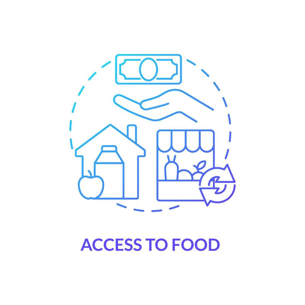 Access to food blue gradient concept icon. Purchase products. Food security basic definitions abstract idea thin line illustration. Isolated outline drawing. vector