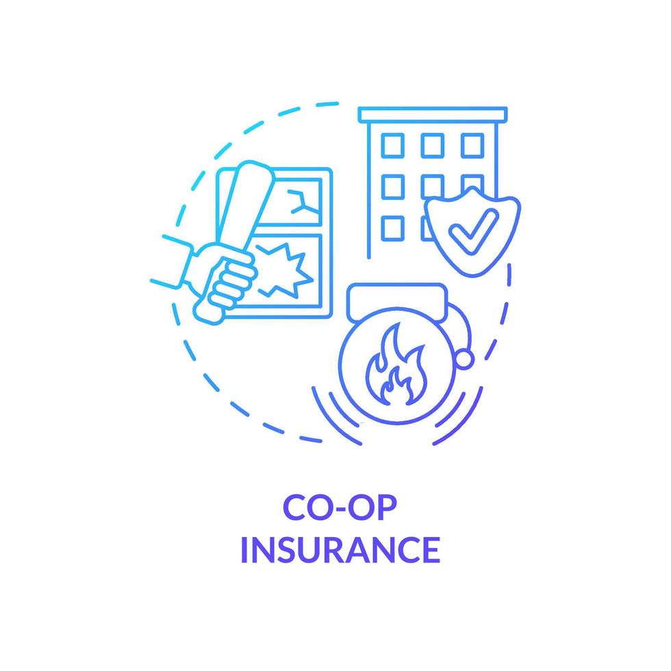 Co-Op insurance blue gradient concept icon. Coverage service. Type of property financial protection abstract idea thin line illustration. Isolated outline drawing. vector