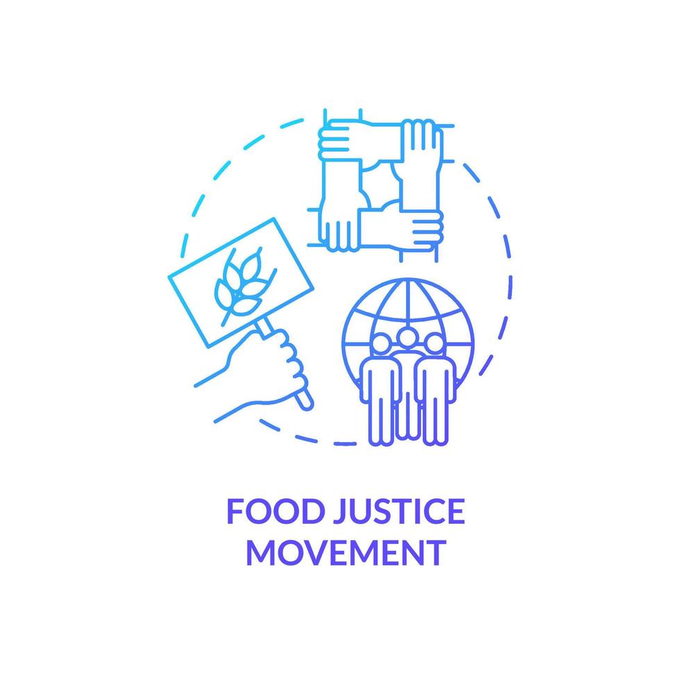 Food justice movement blue gradient concept icon. Global initiative. Food security approaches abstract idea thin line illustration. Isolated outline drawing. vector