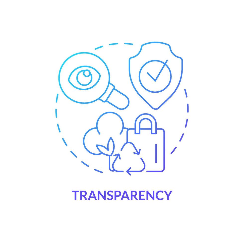 Transparency blue gradient concept icon. Circular economy feature abstract idea thin line illustration. Sustainable sourcing of raw materials. Isolated outline drawing. vector