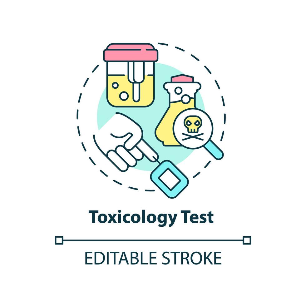 icono de concepto de prueba de toxicología. estudiar veneno. servicio de diagnóstico del paciente idea abstracta ilustración de línea delgada. dibujo de contorno aislado. trazo editable. vector