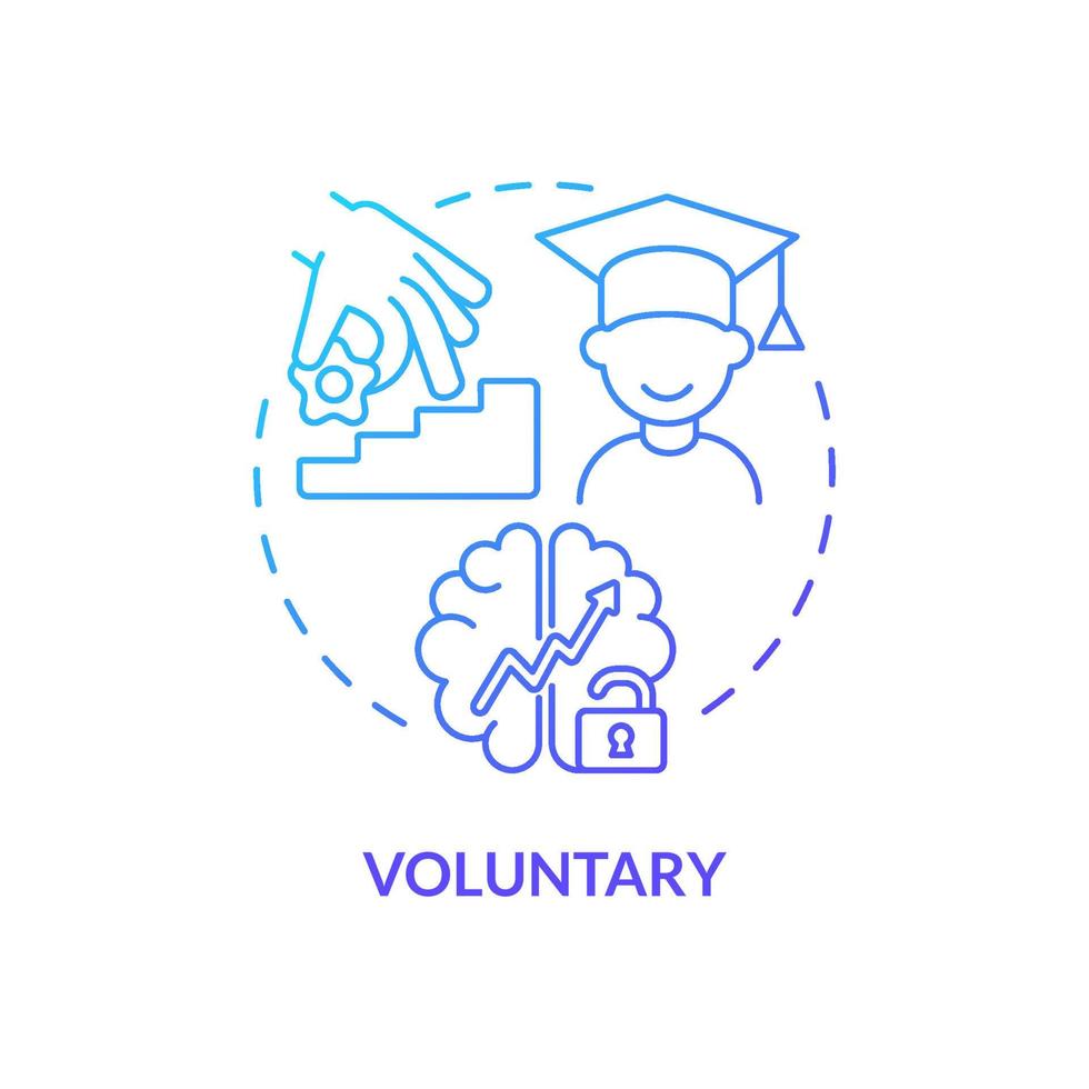 Voluntary education blue gradient concept icon. Motivation and intention. Lifelong learning characteristics abstract idea thin line illustration. Isolated outline drawing. vector