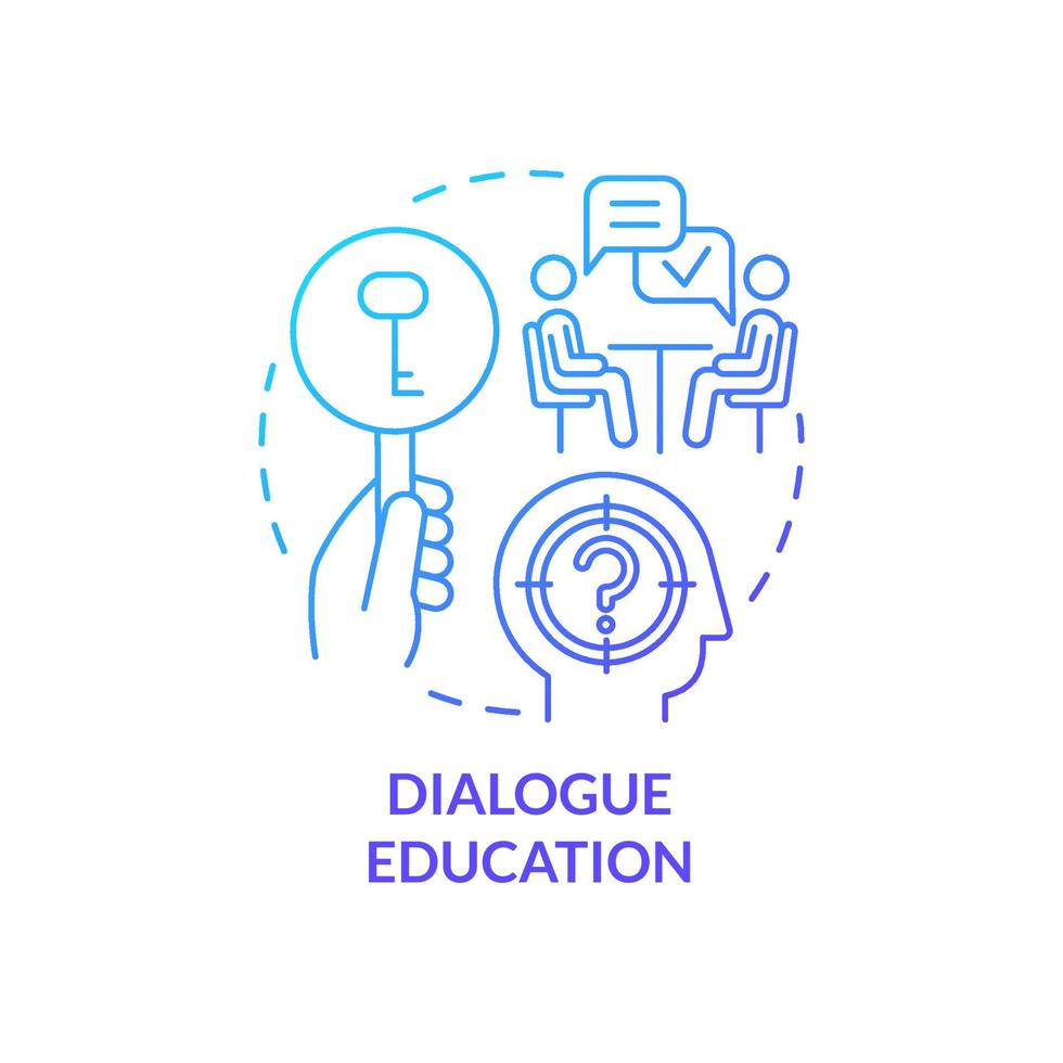Dialogue education blue gradient concept icon. Lifelong learning. Adult education theories and forms abstract idea thin line illustration. Isolated outline drawing. vector