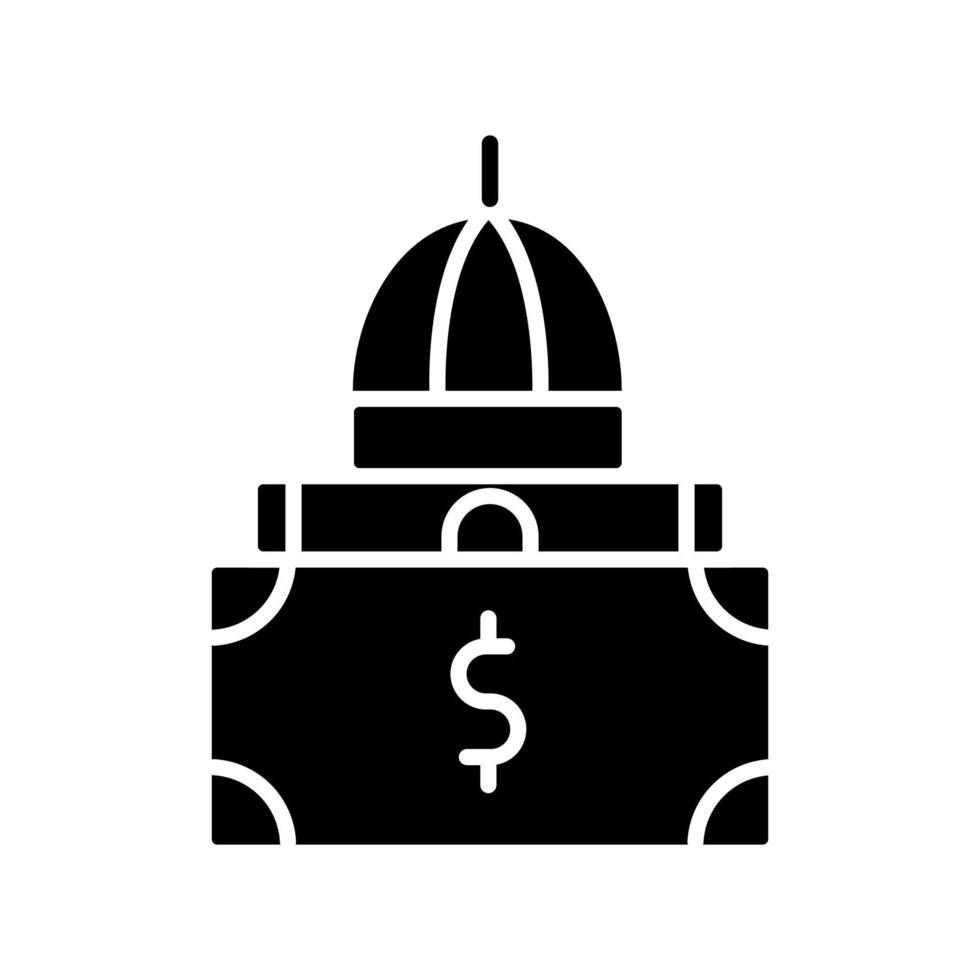 Federal financial support black glyph icon. Financing of inclusive education. Special needs funding. Silhouette symbol on white space. Solid pictogram. Vector isolated illustration