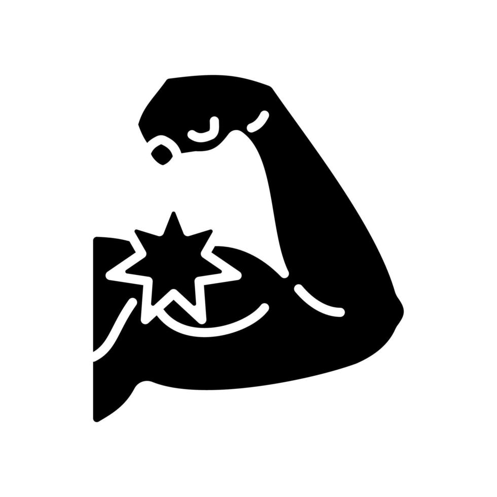 Soft tissue sarcoma black glyph icon. Malignant tumor. Symptoms and treatment. Muscles swelling and cancer. Silhouette symbol on white space. Solid pictogram. Vector isolated illustration