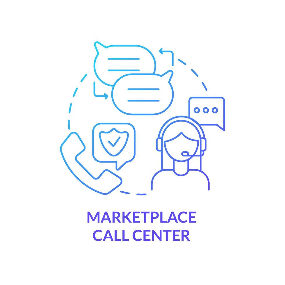 Marketplace call center blue gradient concept icon. Consulting by phone. Applying for insurance way abstract idea thin line illustration. Isolated outline drawing. vector
